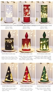 Detailed view of nine festive Christmas LED lantern styles with snowflake and deer patterns