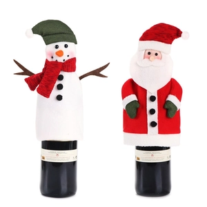 Weihnachtliche Flaschenhüllen mit Schneemann und Nikolaus für die festliche Tischdeko