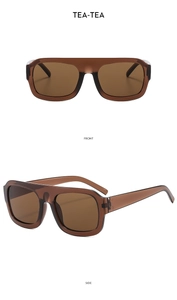 Front and side views of chunky brown square oversized sunglasses for women