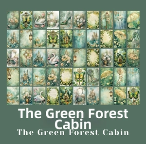 Detailed grid view of 50 vintage forest stickers with butterflies and castles