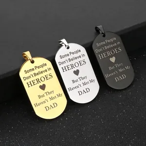 Stainless Steel Dog Tag Necklace Hero Quote Father's Day Gift For Dad Men Punk Style Military Pendant