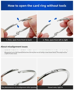 Step-by-step guide showing the easy opening and closing of metal binder rings