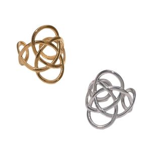Abstract twisted 18k gold and silver stainless steel rings with minimalist line design