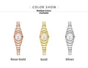 Detailed comparison of crystal quartz bracelet watches in rose gold, gold, and silver finishes