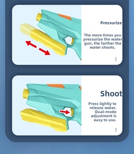 Detailed view of 1200ml water gun showing dual-mode pressure pump and trigger mechanism