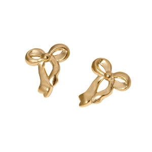 Elegant 18K gold plated stainless steel bow earrings on a clean white background