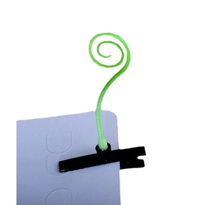 Funny green sprout hair clip with silicone grass design and black duckbill base