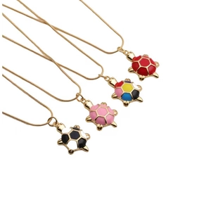 Enamel Turtle Pendant Necklace With Copper Gold Plated Snake Bone Chain And Zircon Animal Fashion Jewelry For Women