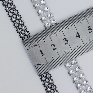 8mm plastic rhinestone trim in black and silver for DIY Christmas decoration