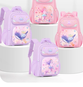 Pink and purple mermaid themed school bags with glitter design and Dreamy logo