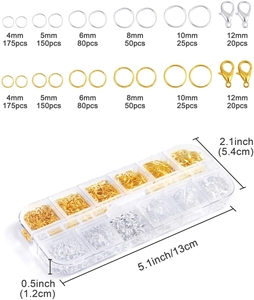 1000pcs lobster clasps and open jump rings kit in storage box for jewelry making