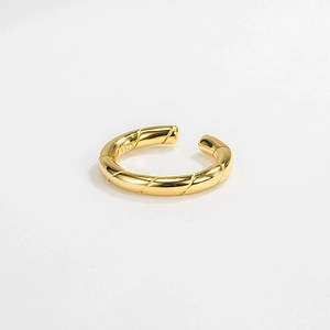 Minimalist 925 sterling silver twisted rope ring in gold finish with adjustable open band