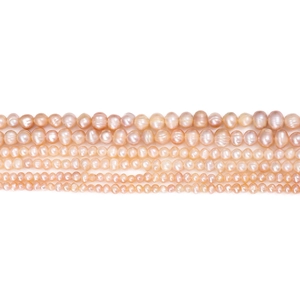 Tiras de perlas naturales de agua dulce rosas para creación de joyas artesanal