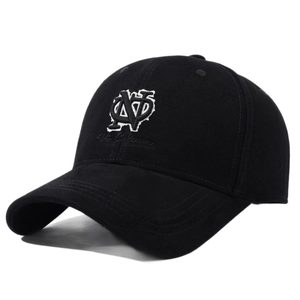 Cappellino da baseball nero in cotone con ricamo bianco e visiera curva per la protezione