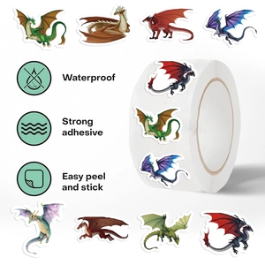500pcs dragon fantasy stickers roll for journaling with waterproof strong adhesive