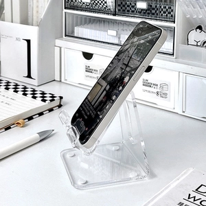 Thickened Acrylic Mobile Phone Stand Transparent Iridescent Desktop Tablet Holder Universal Simple Charging Port Office