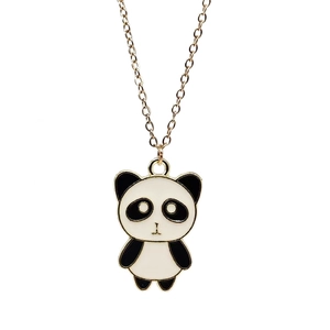 Minimalist gold plated chain necklace featuring a cute black and white panda oil drop pendant