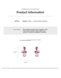 Detailed size chart for vintage waterdrop earrings showing 4.5cm height and alloy material