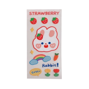 Simpatici adesivi puffy con coniglietti e fragole per scrapbooking e decorazioni fai da te