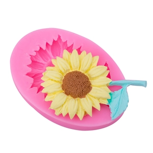 Pink sunflower silicone mold for handmade soap and clay crafting with petal texture