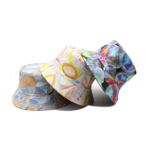 Artistic Print Reversible Bucket Hat Cotton Polyester Sun Protection Outdoor Hip Hop Graffiti Colorful Unisex Cap