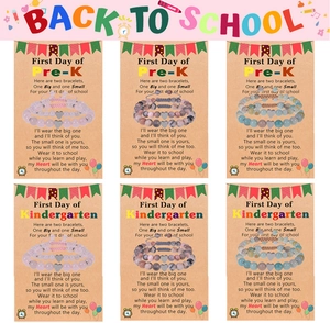 Pink zebra stone bracelet set for Pre-K and Kindergarten students with Back to School card