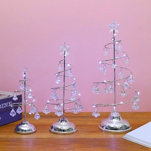 Detailed comparison of light-up crystal Christmas trees in three sizes with LED lights