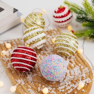 Christmas Ball Ornaments Set 8cm Glitter Foam Painted Christmas Tree Hanging Pendants For Home Party Decoration Decorative Baubles