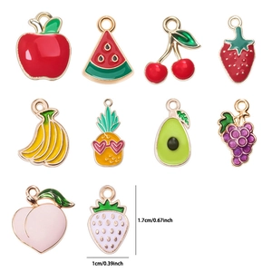 Fruit Charms Pendants Zinc Alloy Enamel Oil Dripped For DIY Jewelry Making Bracelet Necklace Keychain Colorful Cute