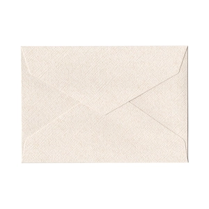 Elegant cream linen textured specialty paper envelope with classic three-fold closure