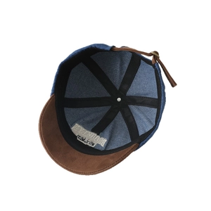 Kids denim baseball cap with brown suede brim and Brooklyn inner label for ages 1-3