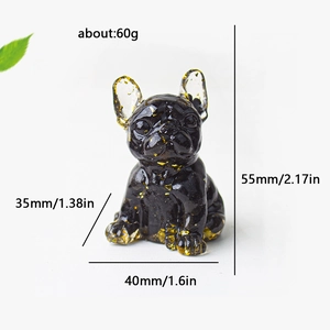 Natural crystal resin French Bulldog figurine with gold foil accents for home desk decor