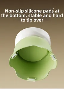 Detail of the non-slip silicone pads on the stable base of this green ceramic pet bowl