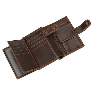 Men Genuine Leather Short Wallet RFID Blocking Vintage Cowhide Multi Card Slots Coin Pocket Retro Style