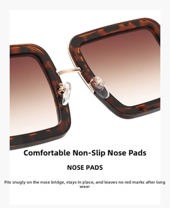 Close-up of tortoise shell frame with comfortable anti-slip nose pads on sun glasses