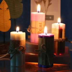 Pillar candle silicone molds set featuring ribbed textures and rustic vintage packaging