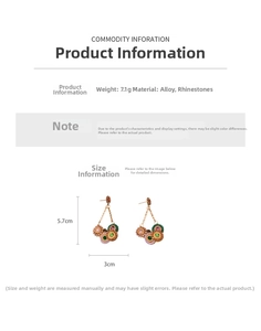 Bohemian crystal pendant earrings detail with multicolored weaving and alloy dimensions