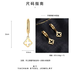 Size guide for 14K gold plated stainless steel cross earrings with 2cm length