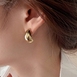 Minimalist Stainless Steel Water Drop Stud Earrings For Women 14K Gold Silver Plated Geometric Teardrop High Polish Jewelry
