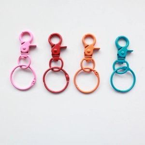Colorful metal lobster claw clasps and key rings for DIY bag hardware and jewelry