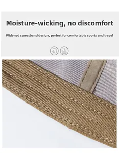 Detail of wide sweatband on baseball cap featuring breathable mesh for moisture wicking