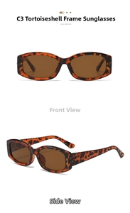 Detail of square tortoiseshell sunglasses with brown lenses and quilted pattern temples