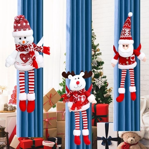 Weihnachts Vorhangschnalle Raffhalter Weihnachtsmann Schneemann Rentier Gestrickter Plüsch Lange Beine Hausdekoration