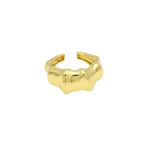 Detailed view of an 18k gold plated ring with a wavy irregular polished design