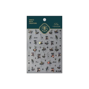 Holographic ballet and swan theme nail stickers with stars and feathers M-245