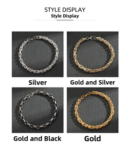 Byzantine chain bracelets in silver, gold, silver-gold and silver-black stainless steel