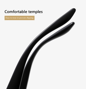 Detail of ergonomic black glossy temples with non-slip curved tips for cat eye sunglasses