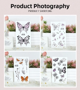 Detail view of waterproof butterfly and flower temporary tattoo stickers RC-766 series