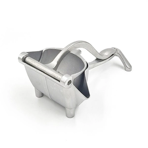 Manual aluminum alloy lemon squeezer handheld fruit juicer press on white background