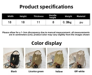 Detailed dimension chart showing size and specifications for the stylish PU bucket bag